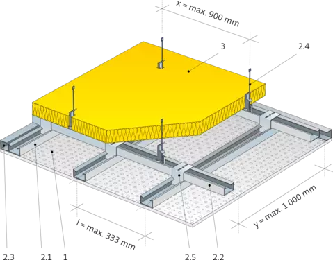 Akusticky podhladovy system s doskami Rigitone